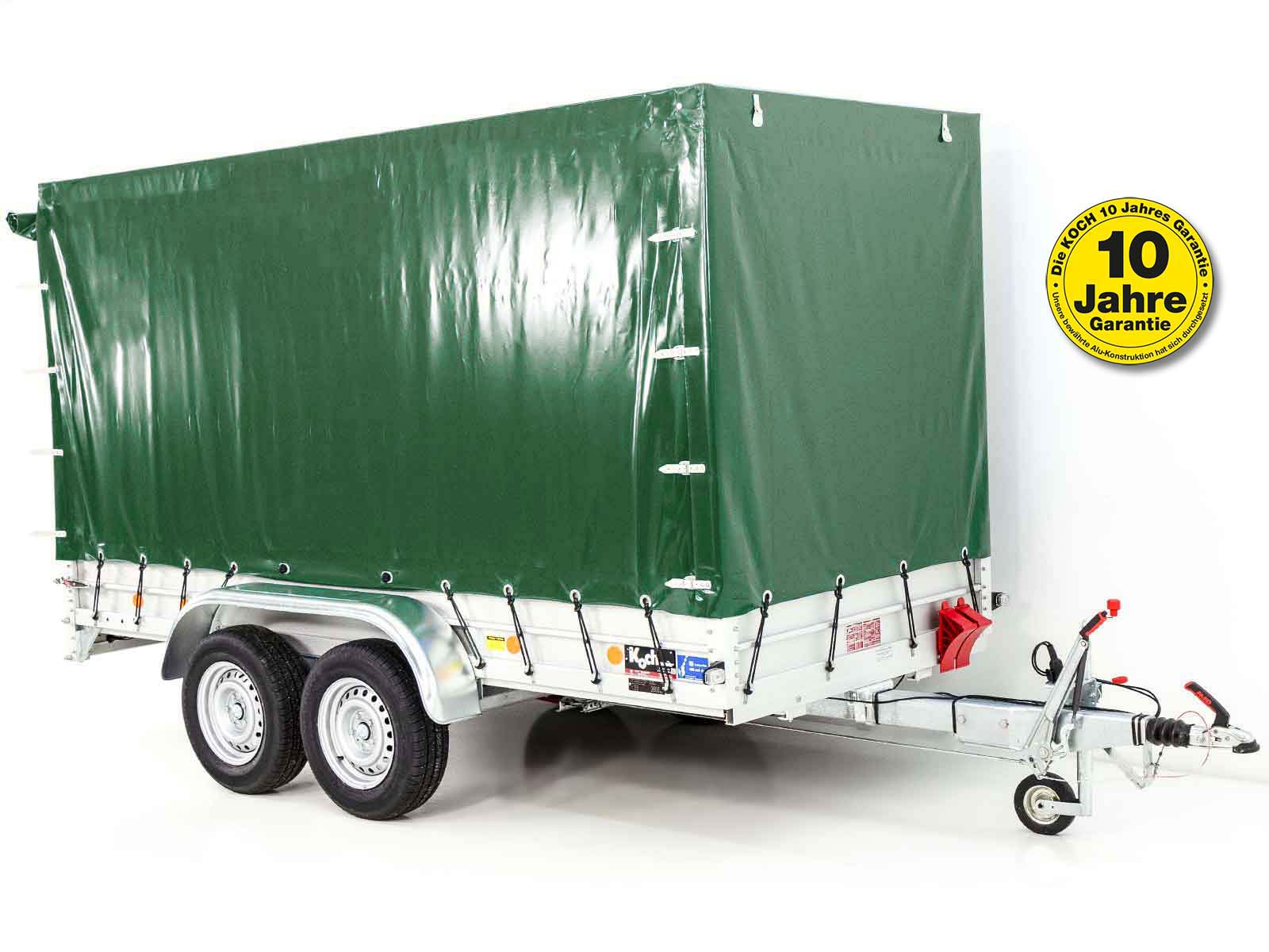 Anhänger mit Plane 150x350cm 2600kg | Typ 8.26 | Hochplane 180cm – Grün - Neu